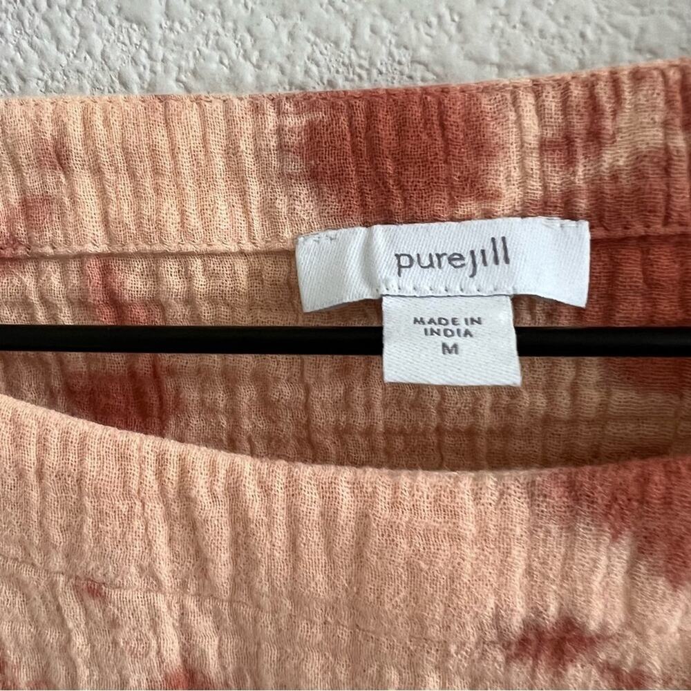 Pure Jill J. Jill Gauzy Tie Dye Minimalist Lagenlook Boho Top Medium - Picture 2 of 7